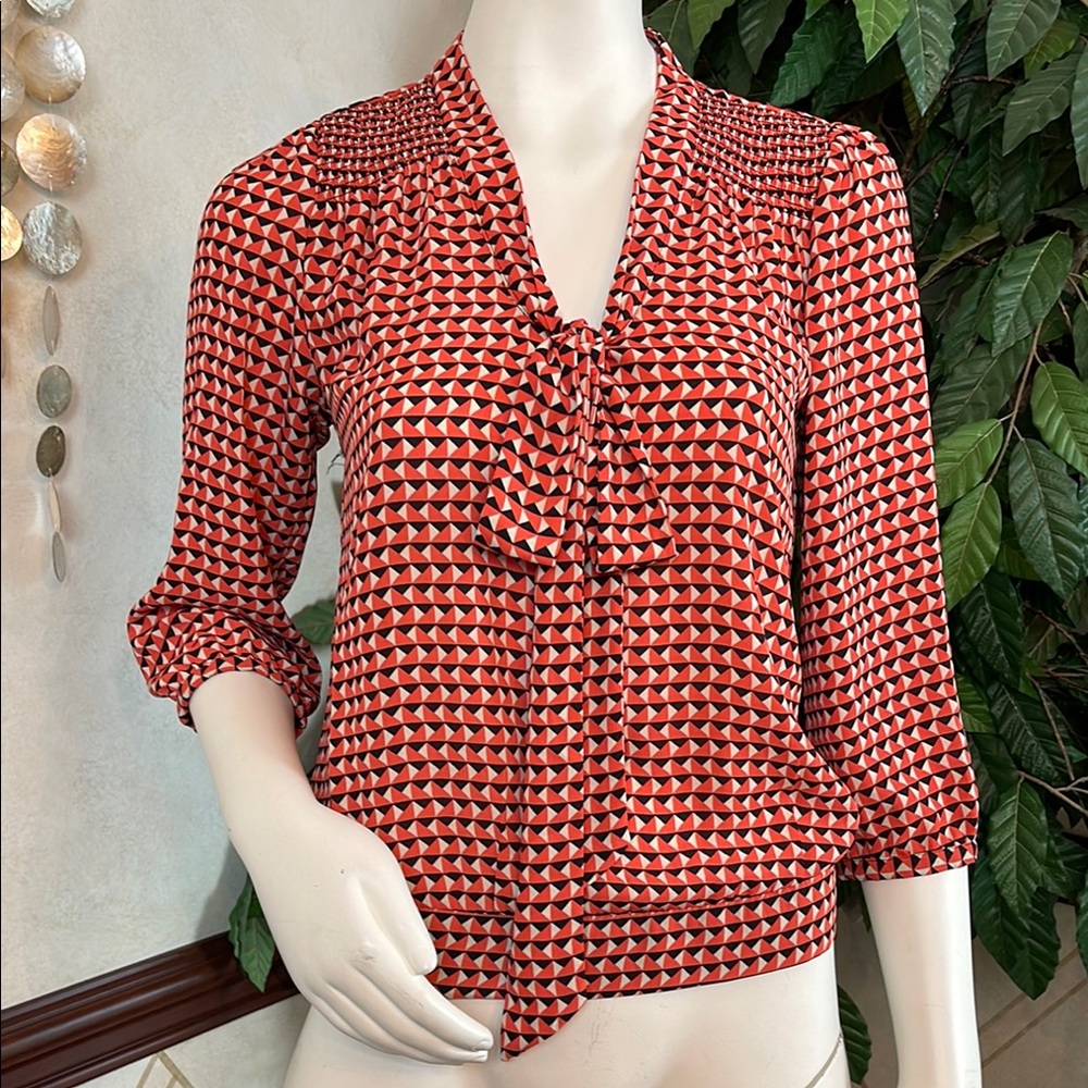 THE LIMITED ORANGE & BLACK TIE FRONT TOP